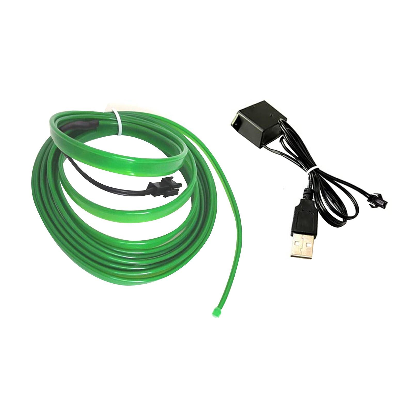 

USB EL Wire 10 M/5 M/3 M Гибкая неоновая световая трубка DC 5 В Неоновая трубка Освещение салона автомобиля Световая полоса для внутренней отделки Декоративная 3 зелёный