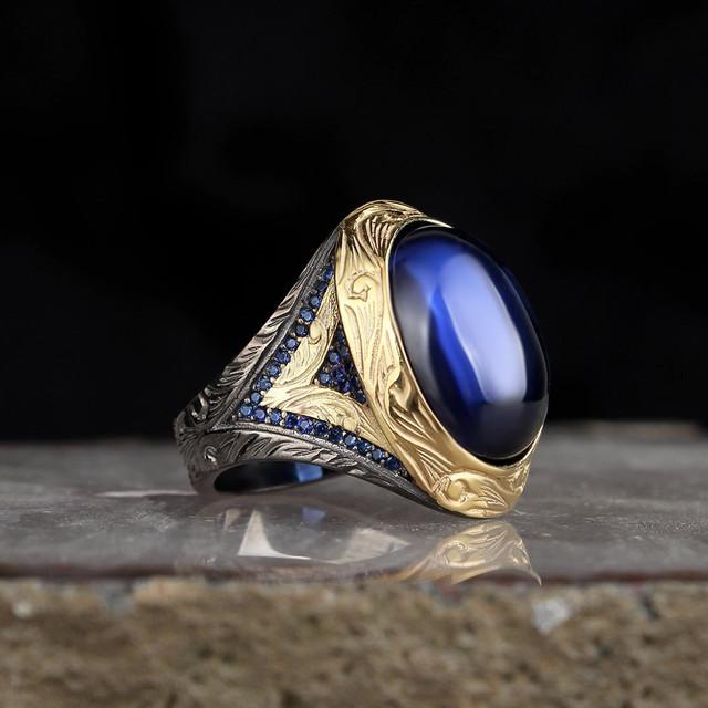 Bague Homme En Argent Sterling 925 Avec Améthyste Ovale – Fait Main, Ancienne – Neuf Sans Emballage