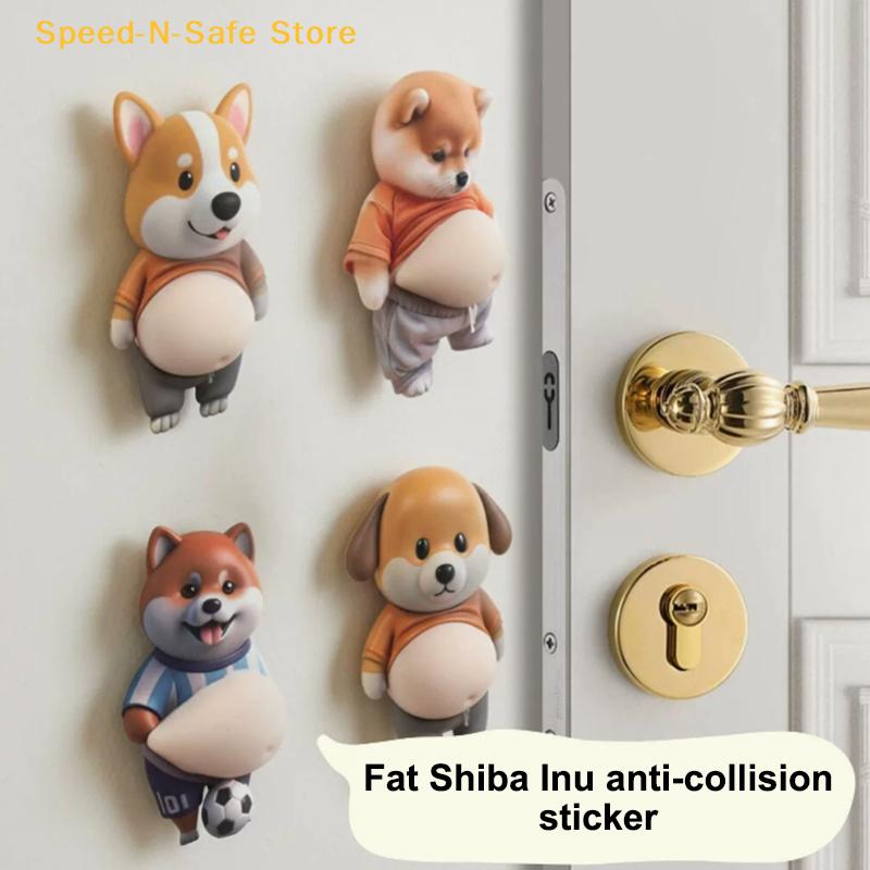 2Pcs Cute Shiba Inu Dog Cat Belly Sticker With A Soft Pink Background Silicone Self-Adhesive Sticker For Phone Car Decoration