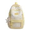 Cute Star Print School Backpack Lightweight Nylon Zipper Daypack with Clear Pocket for Teen Girls Daily Travel