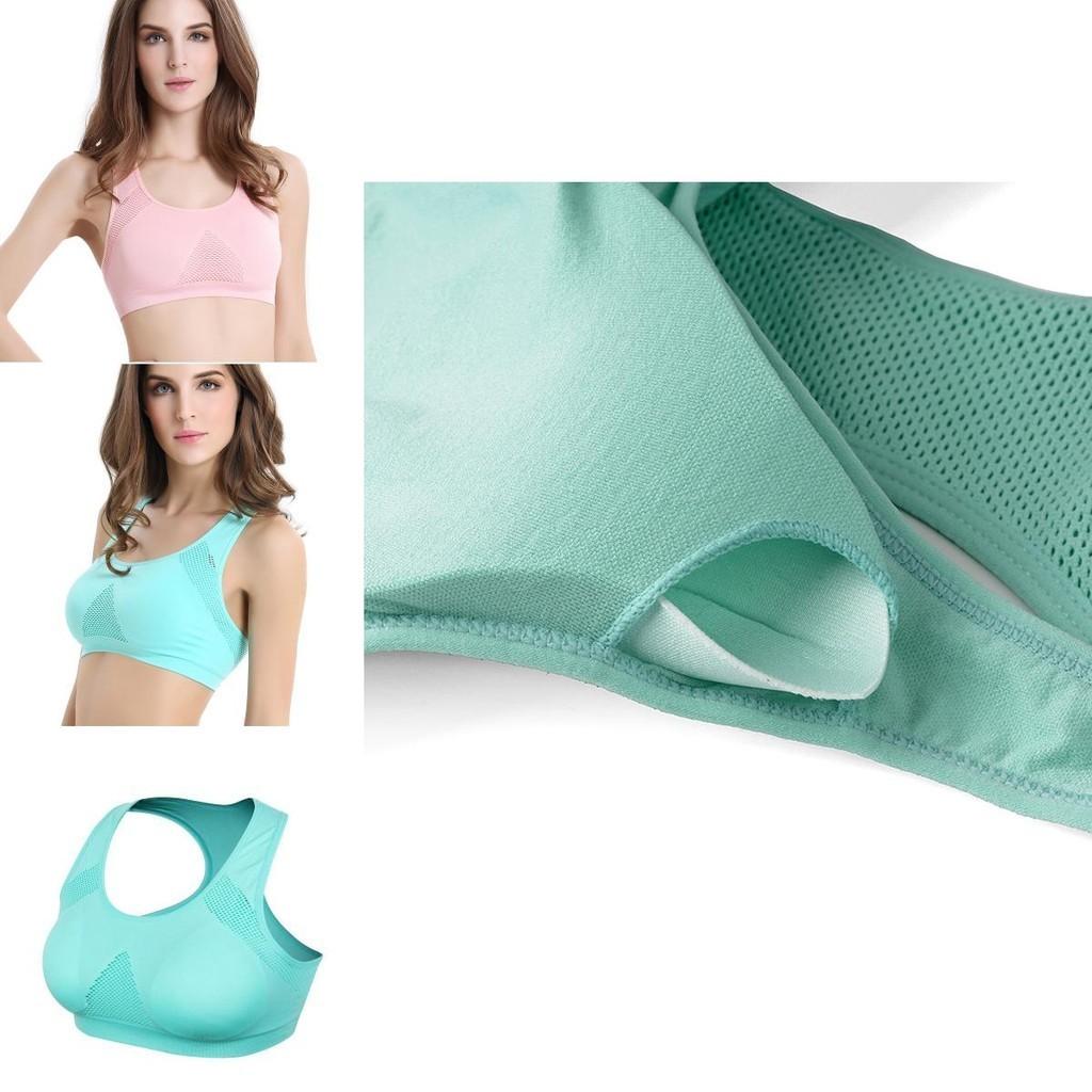 Women Breathable Padded Sports Bra With Hollow Out Design And Pure Color