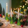 1PC Romantic Tabletop Candle Base with Tree Design Christmas Tree Glass Candle Holder 13.2x8.1cm