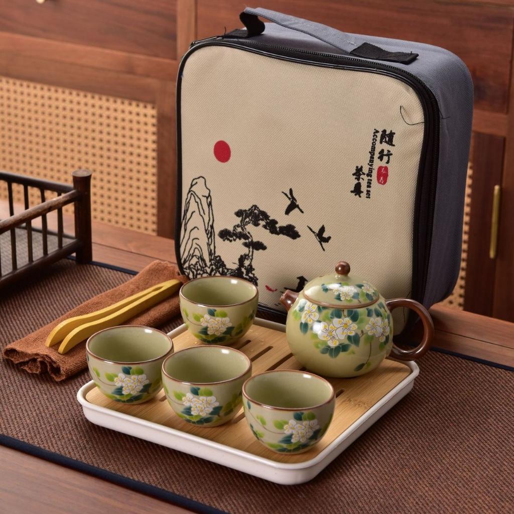 Chinese Kung Fu Travel Tea Set Creative Ceramic Portable Outdoor Travel Teapot Teacup Traditional Tea Ceremony Teaware Gift Box