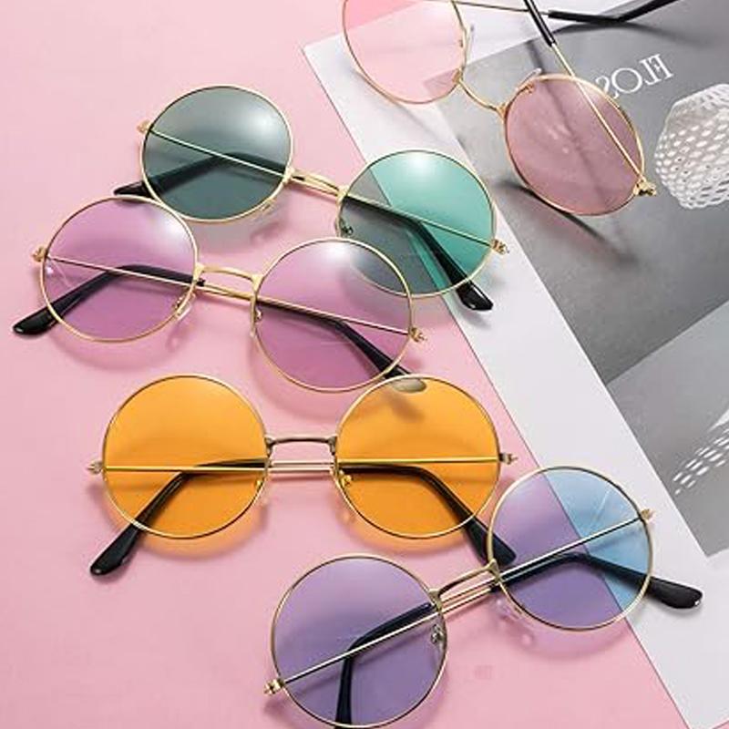 Retro Small Round Hippie Sunglasses Fashion Circle Metal Frame Sun Glasses Party Lens Eyewear for Women Men
