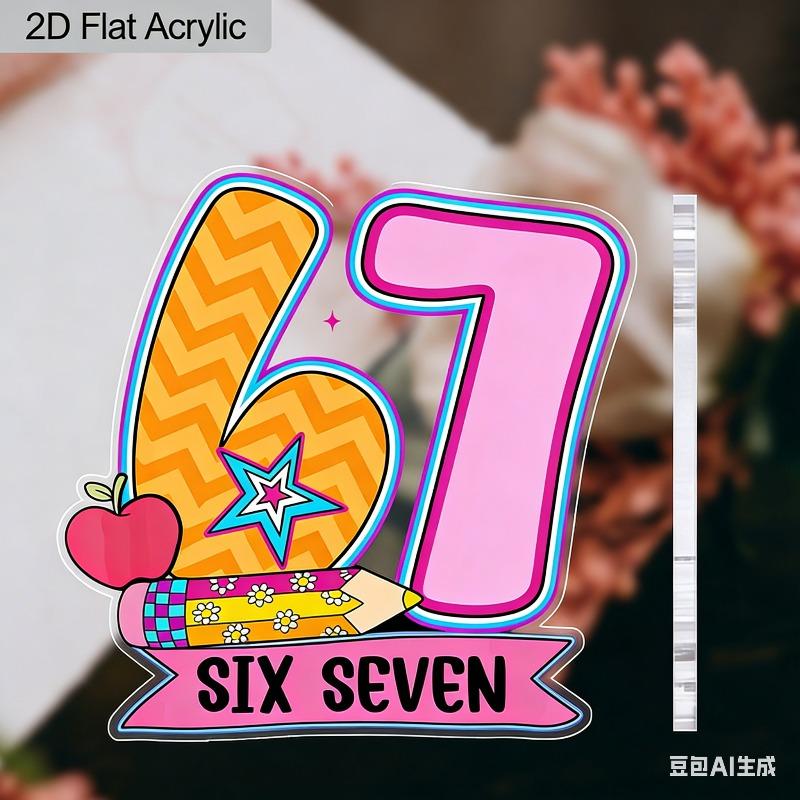 2D Flat Acrylic Number Six Seven Ideal Gift Sign, Suitable for wall decoration, porch, room, villa, accents Home, Hallway, or Workplace - Rustic Farmh