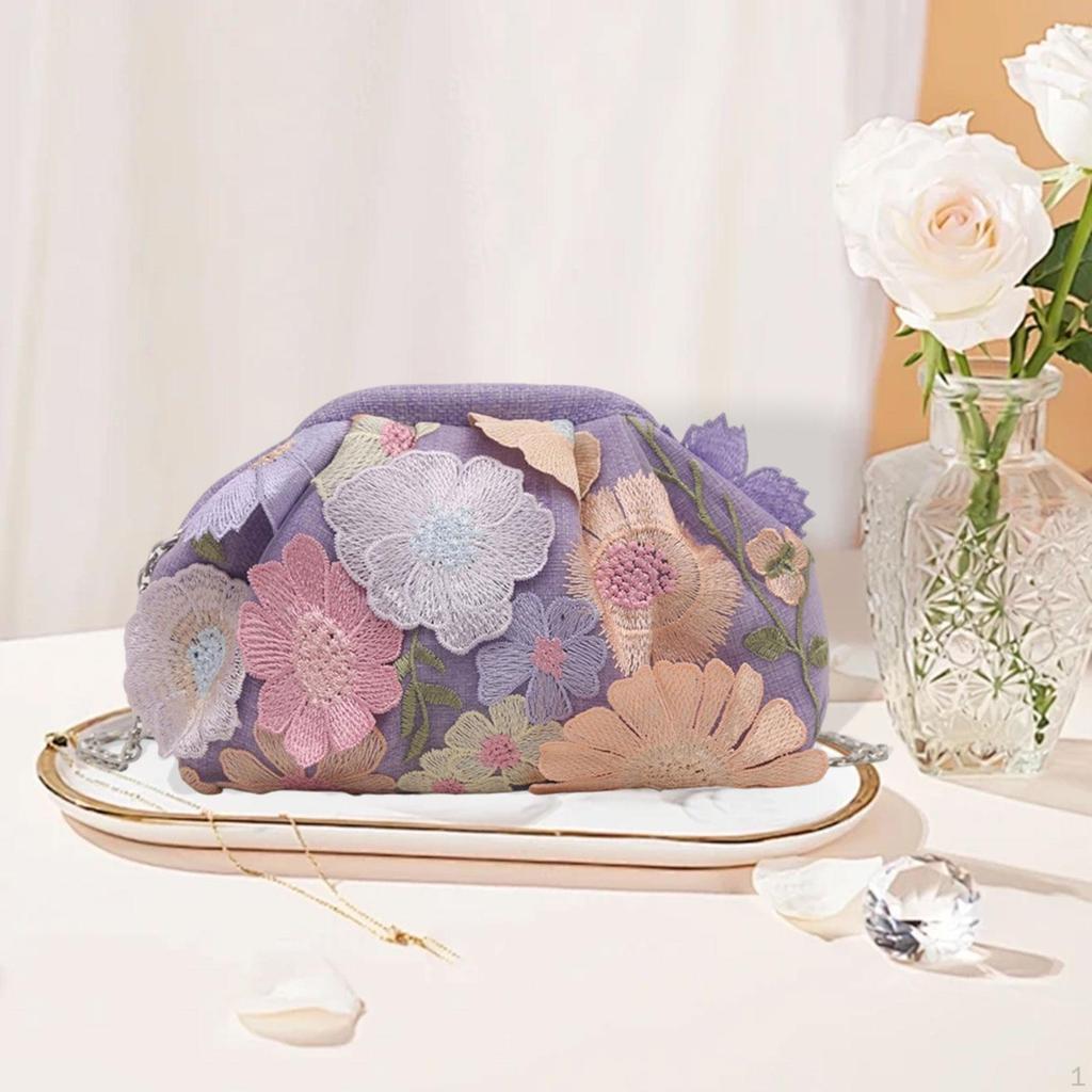 Women's Floral Clutch Elegant Lightweight Crossbody Purse for Engagement Banquet