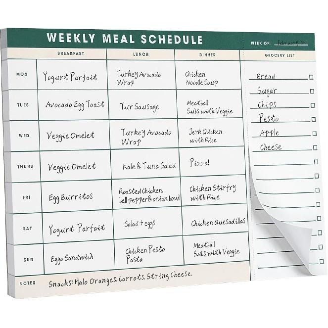 Еженедельный магнитный планировщик питания и отрывной список покупок - Блокнот-планировщик меню 7x10 дюймов для холодильника - Блокнот для списка покупок – Список ужинов для