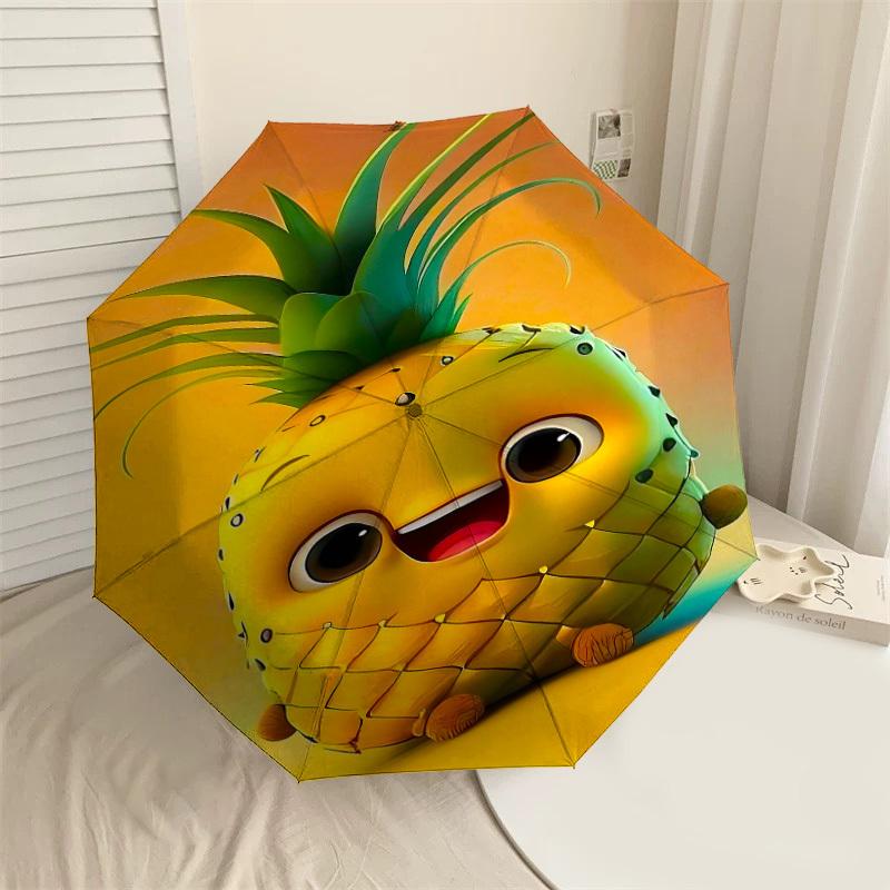 

1pc Pineapple Cartoon Automatic Open/Close Umbrella Compact Folding Umbrella with 8-Rib Shaft for Women/Men, Elegant Birthday1264S