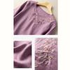 Damen Baumwolle Leinen Farbe 3/4 Ärmel Hemd Rundhals Locker Bluse Pullover Top
