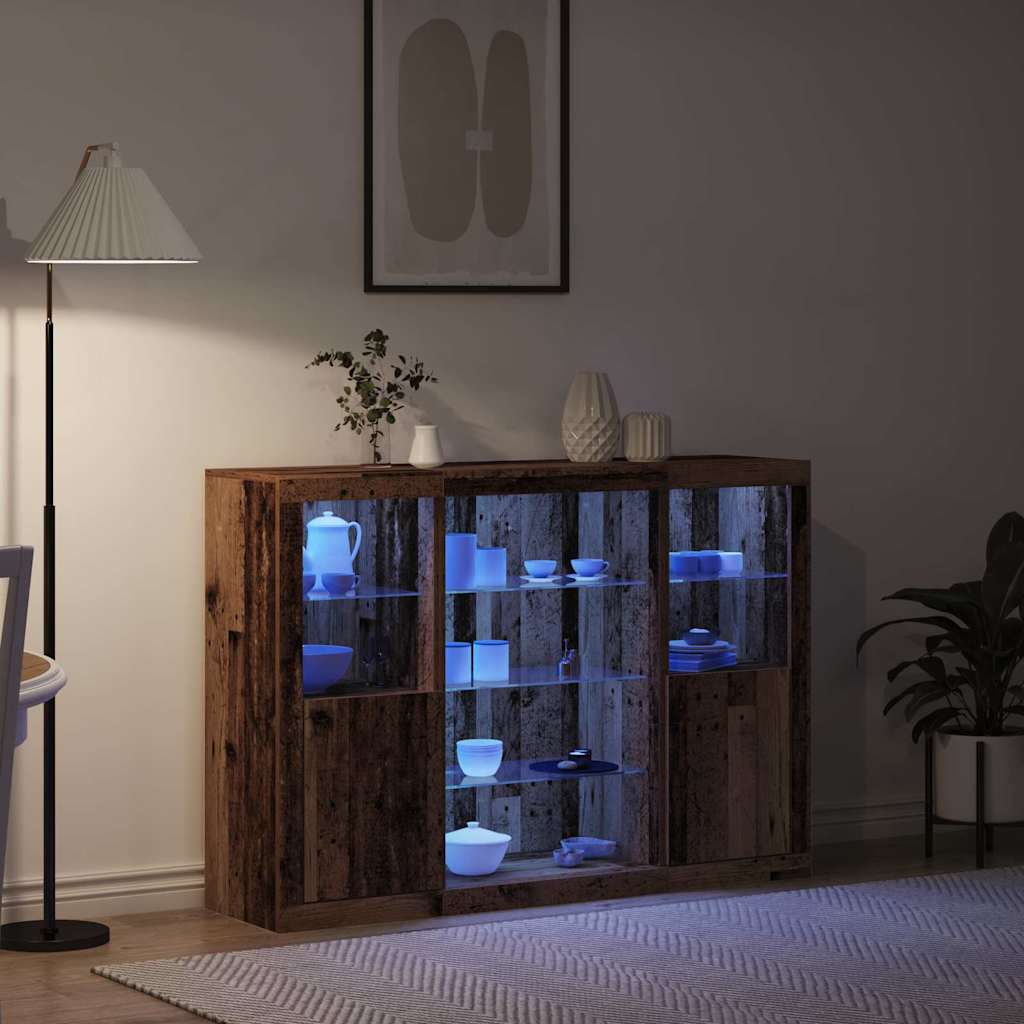 LED Sideboard Reclaimed Wood Look 142.5 x 37 x 100 cm Engineered Wood