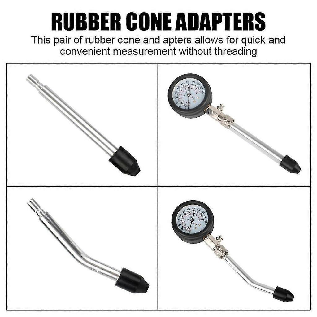 Gasoline Engine Compression Meter with M10 M12 M14 Adapter 0-300 PSI Pressure Gauge Automotive Cyli