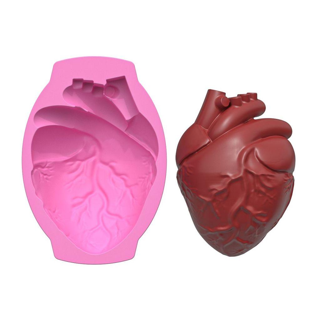 Silicone Heart Mold Human Brain Cake Mold Large Volume with Support Base Thicken Organs Mould Halloween Candy Chocolate Pudding