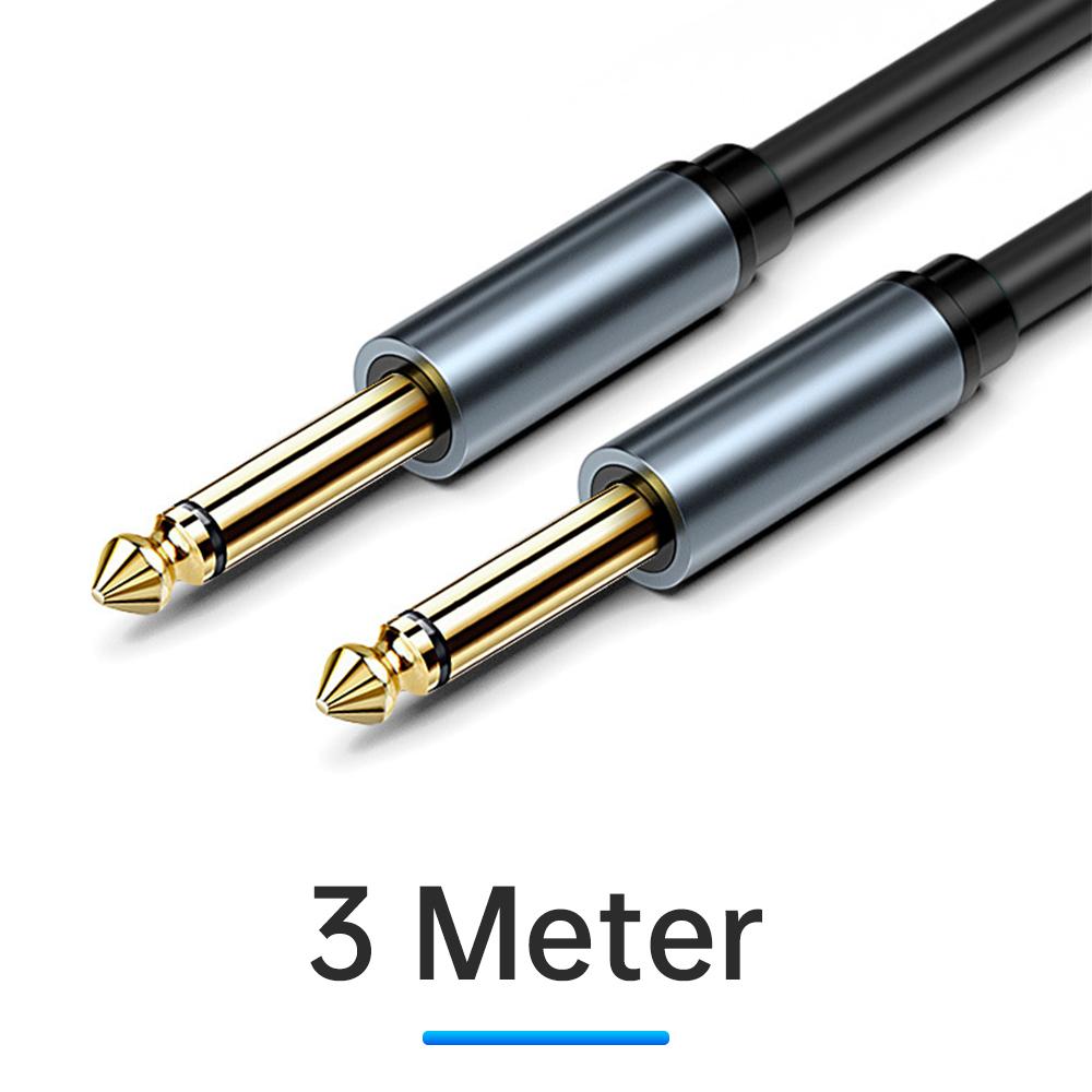 

Гитарный кабель Fonken с разъемом 6,5 мм на 6,5 мм, инструментальный аудиокабель для микшерного усилителя электрогитары, кабель 6,5 мм, 1/4 дюйма, штекер 3M чёрный