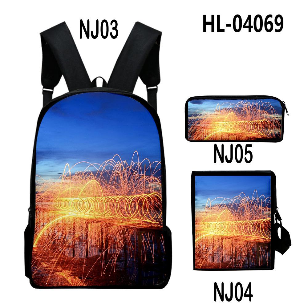 Iconic Distinctive Black Rock Shooter 3D Design 3pcs/Set Learner Bags Everyday Laptop Everyday Backpack Sling Carry Tote Pencil Pouch