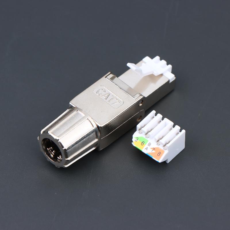 1Pc Cat7 Cat6A Cat8 Rj45 Connector Tool-Free Zinc Alloy Shielded Ethernet Termination Plugs CAT7