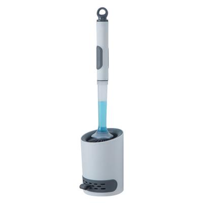 Long Handle Hanging Hole Press Type Toilet Brush Refill Liquid Silicone Toilet Cleaning Brush with Holder Bathroom Accessories