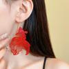 Chinese Style Koi Fish Earrings: Exaggerated Retro Hooks for Women