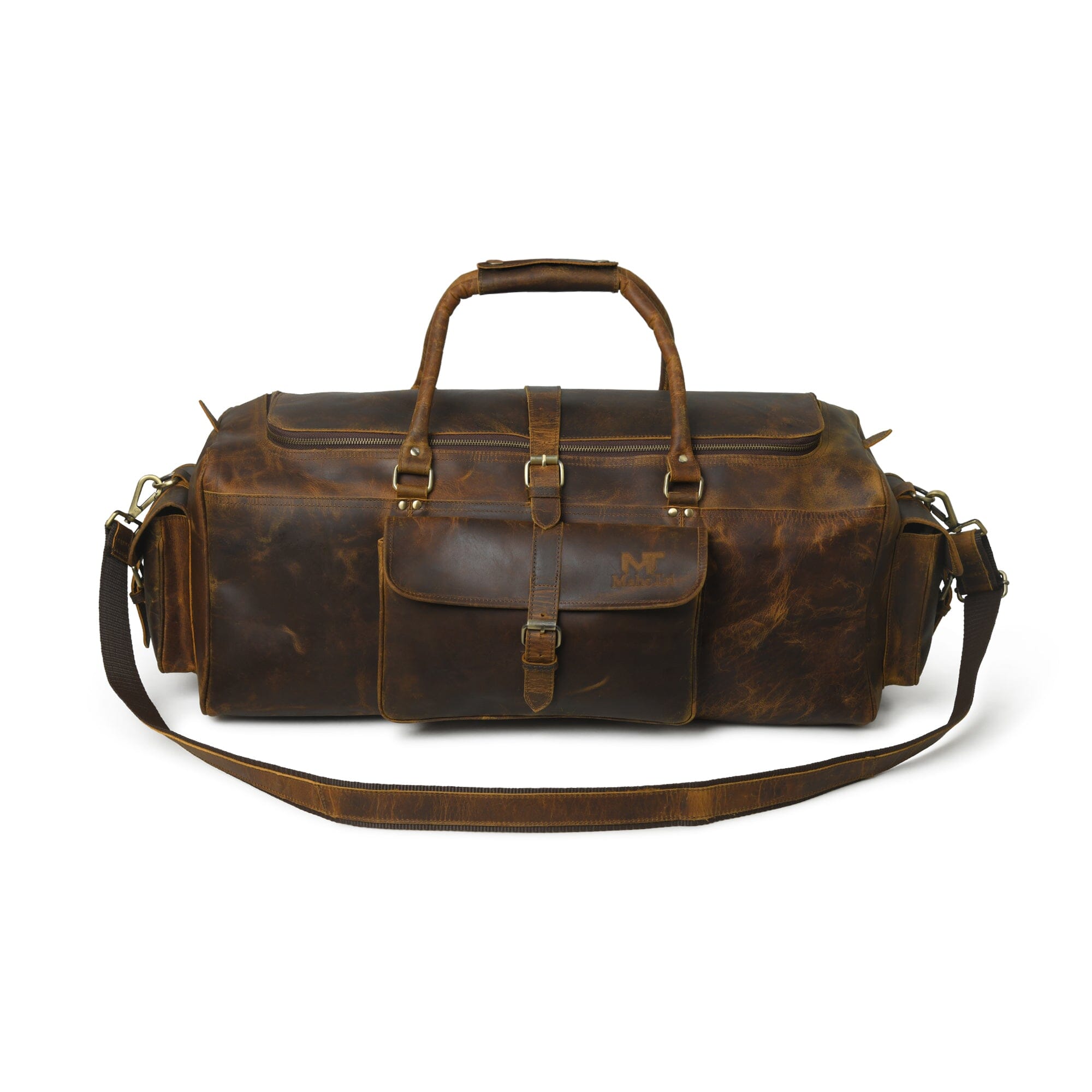 

MaheTri The Goldman Travel Duffel Premium Leather Travel Duffel Bag with Spacious Main Compartment & Adjustable Shoulder Strap for Men & Women 20 Inch коричневый