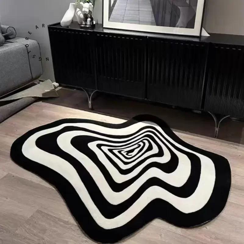Creative Irregular Rug Living Room Carpet Black White Geometry Home Decoration Floor Mat Bedroom Area Rugs Entrance Doormat