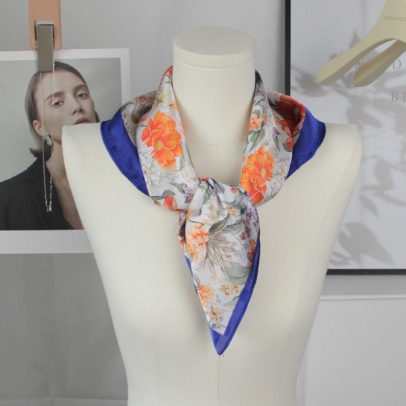

68cm Gradient Floral Scarf Polyester Fiber for All Seasons Scarf for Women Clothing Backpacks Accessories Scarves Shawls Hijab синий
