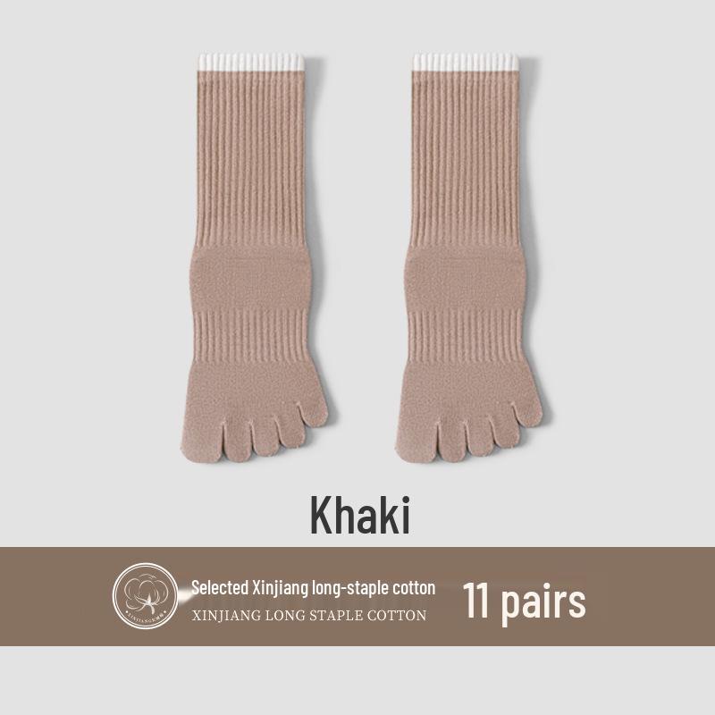 

Women s Five-Finger Yoga Socks - Pure Cotton, Odor-Resistant, Sweat-Absorbent, Breathable, Antibacterial, Mid-Calf Toe Socks for Autumn/Winter.