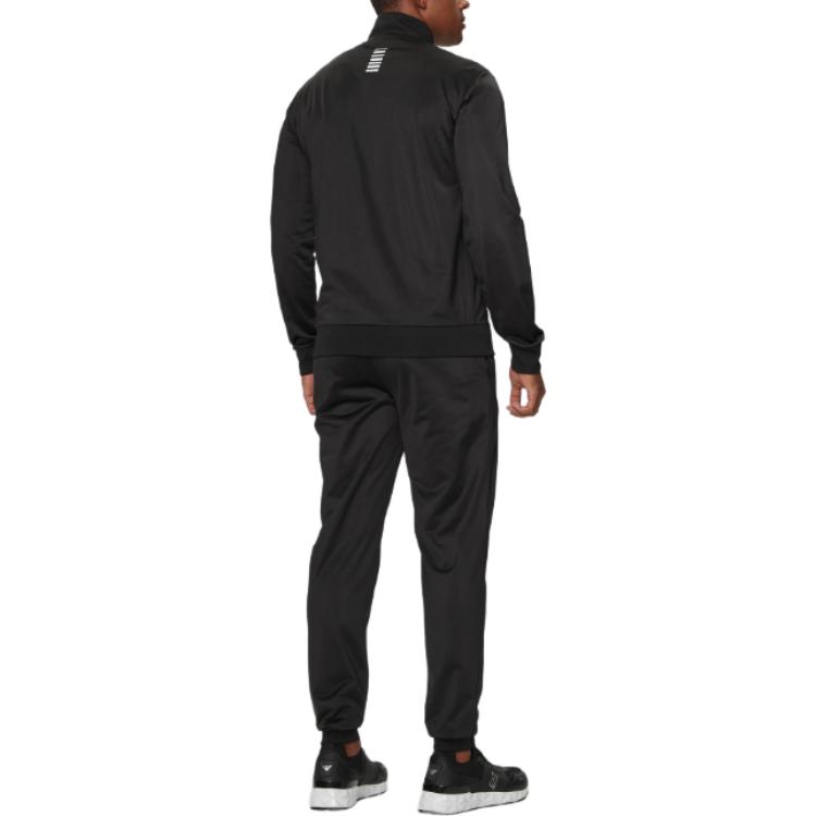 Emporio Armani EA7 Solid Letter Print Fitted Casual Sports Suit Men suit Black 8NPV65-PJHCZ-1200