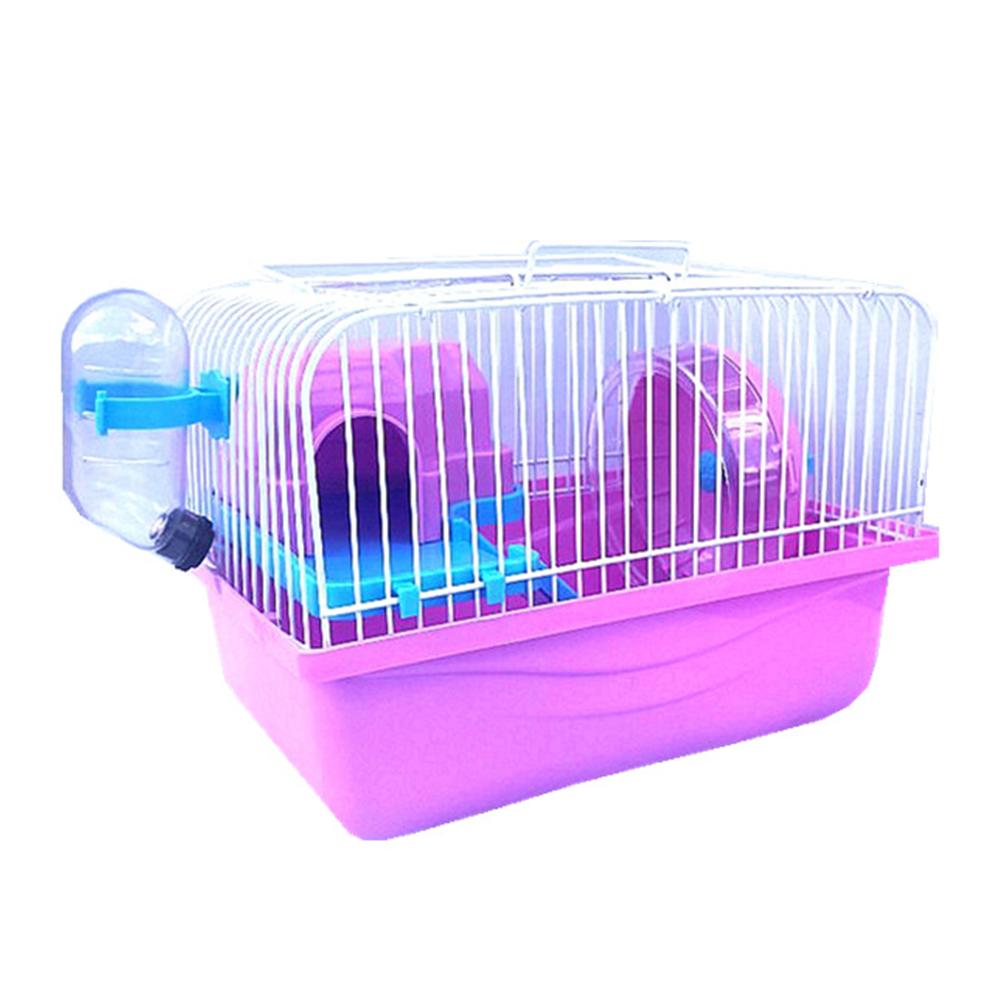 Double Layer Villa Shape Pet Cage with Running Wheel Feeding Bowl for Hamster