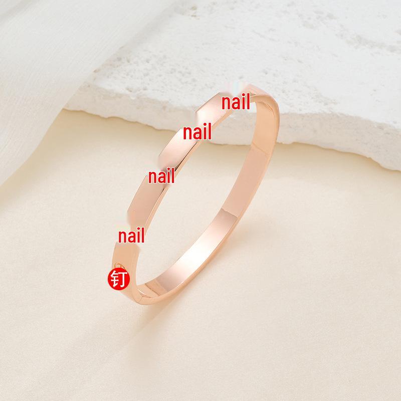 Rose Gold Titanium Steel Bracelet for Women: Light Luxury, Diamond Inlaid, Non-Fading, Fashionable, High-End European and American Style.