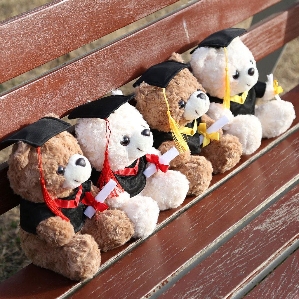 Graduation Teddy Bear Plush Toy With Pp Cotton Filling For Birthday Gift Girls