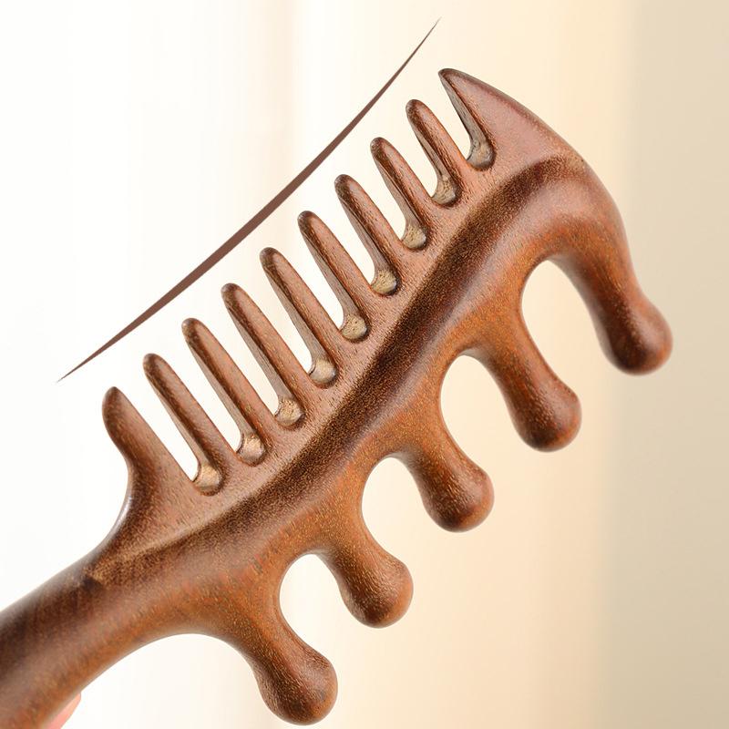 Natural Sandalwood Hair Combs Anti-Static Wooden Comb Massager Long Wide Tooth Detangle Sandalwood Comb Hair Care Household Gift