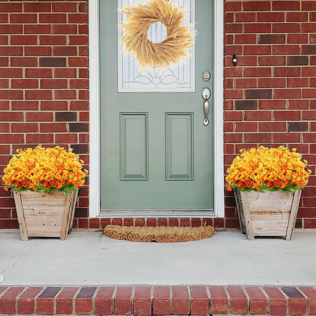 Artificial Fake Flowers, 1 Bundles Daisy Mums Flowers Outdoor UV Resistant No Fade Greenery Shrubs Plants Indoor Outside