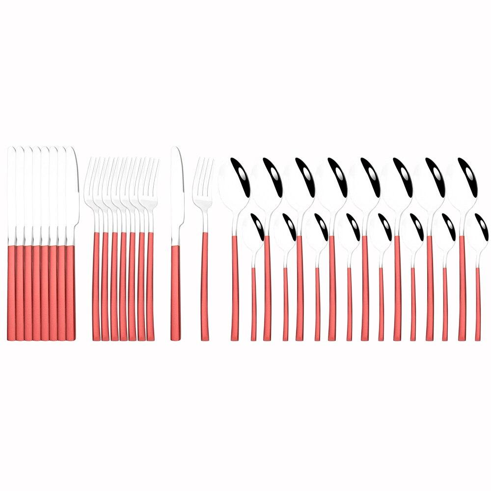 32Pcs Black Gold Cutlery Set Knife Forks Coffee Spoons Dinnerware Set Stainless Steel Tableware Western Kitchen Silverware Set