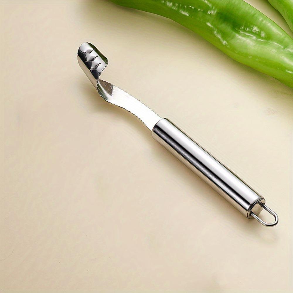 

Инструмент из нержавеющей стали 2-в-1 для удаления сердцевины перца халапеньо с зазубренными краями, приспособление для удаления сердцевины семян перца, кухонные гаджеты, устройство для удаления сердцевины перца 1 Pcs