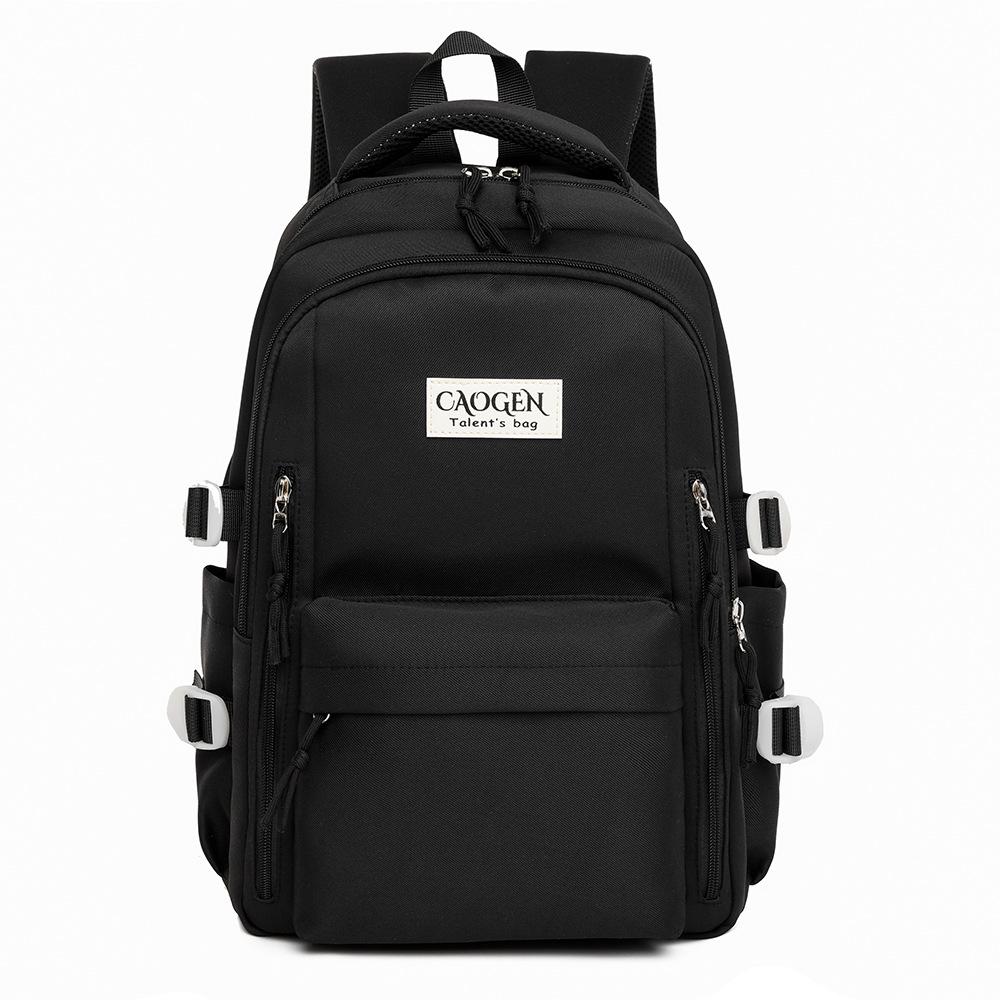 Schoolbag schoolbag high value solid color female college student travel large capacity backpack junior high school students small fresh double