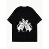 Oversized T Shirt Black Rat Couple Print Graphic Tee Casual Streetwear Fashion Top for Women