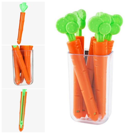 5Pcs Cute Carrot Design Food Sealing Clips Cereal Vegetable Coffee Bag Clips Anti-Slip Teeth Sealer Clips for Kitchen And Home