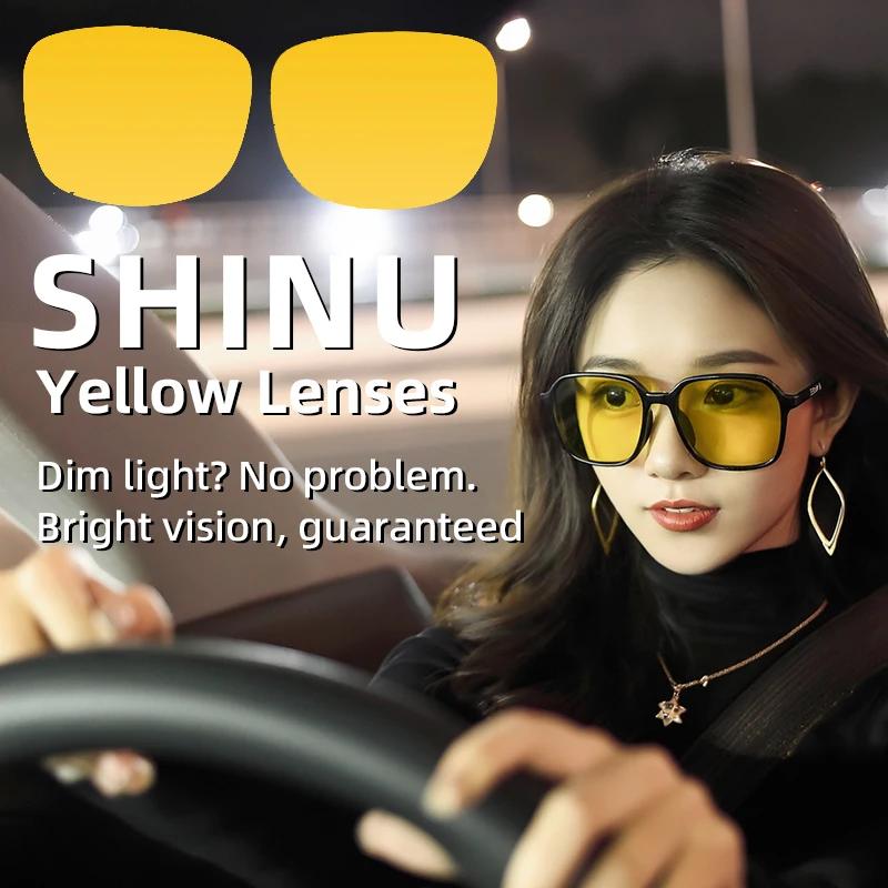 Shinu 80% Blocking Blue Light Lenses For Computer Working Yellow Night Driving Glasses Women Polarized Fishing Glasses Men
