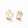Asymmetrical Cartoon Apple Pencil Earrings: Stainless Steel Fruit Studs for Women