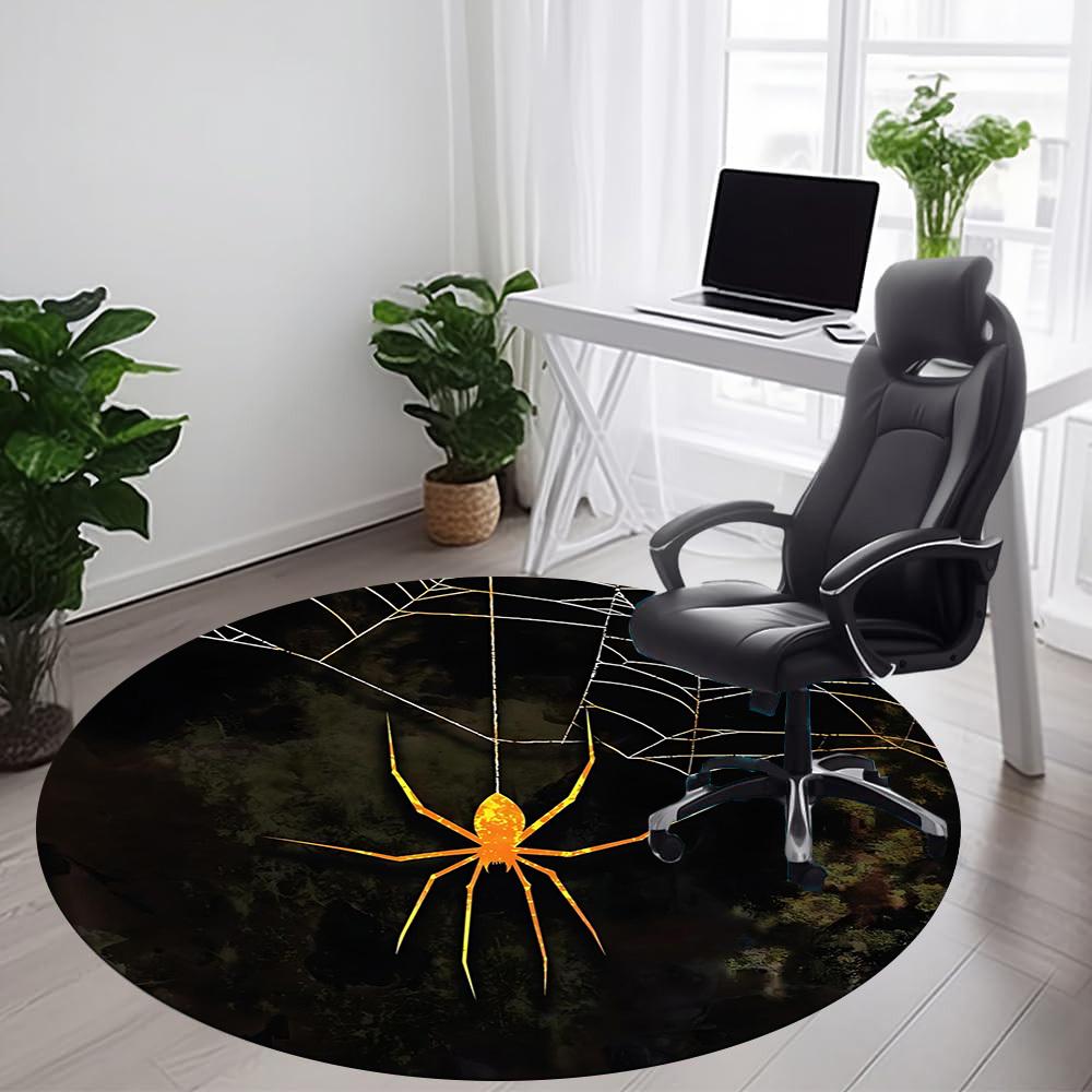 1PCSpider Web Office Round Area Rug,  Mat Suitable For Office, Under Office Chairs Bedroom Living Room Home Decor, Room Deco
