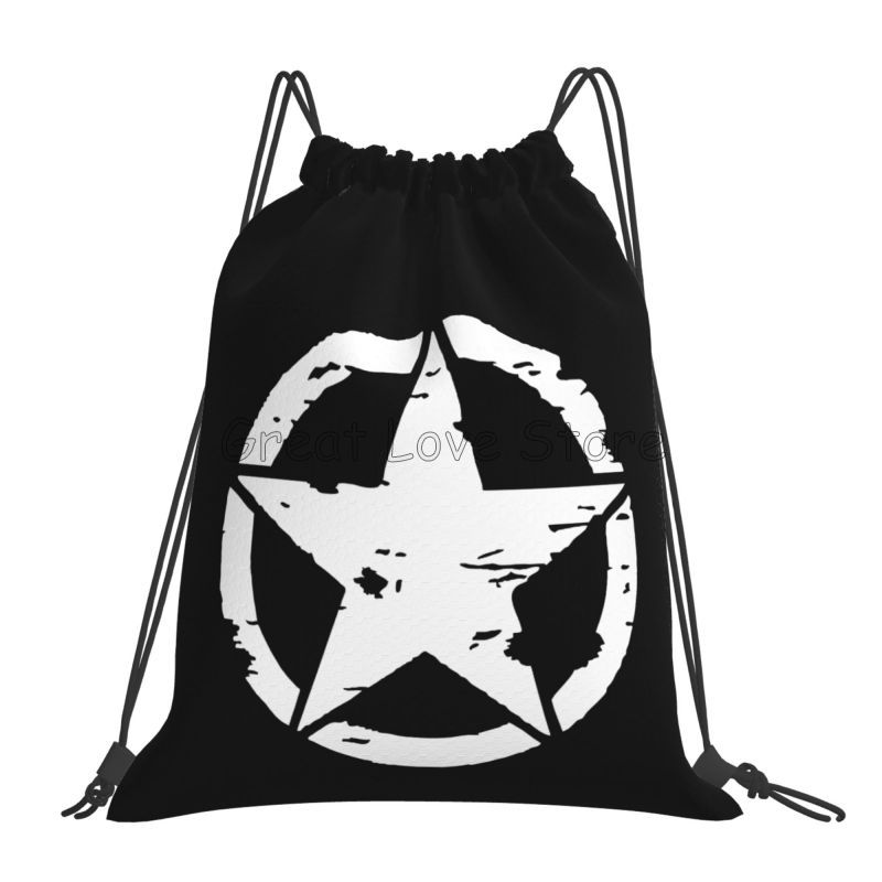 Custom Military Tactical Skull Star Drawstring Backpack Bags Women Men Lightweight Gym Sports Sackpack Sacks for Training