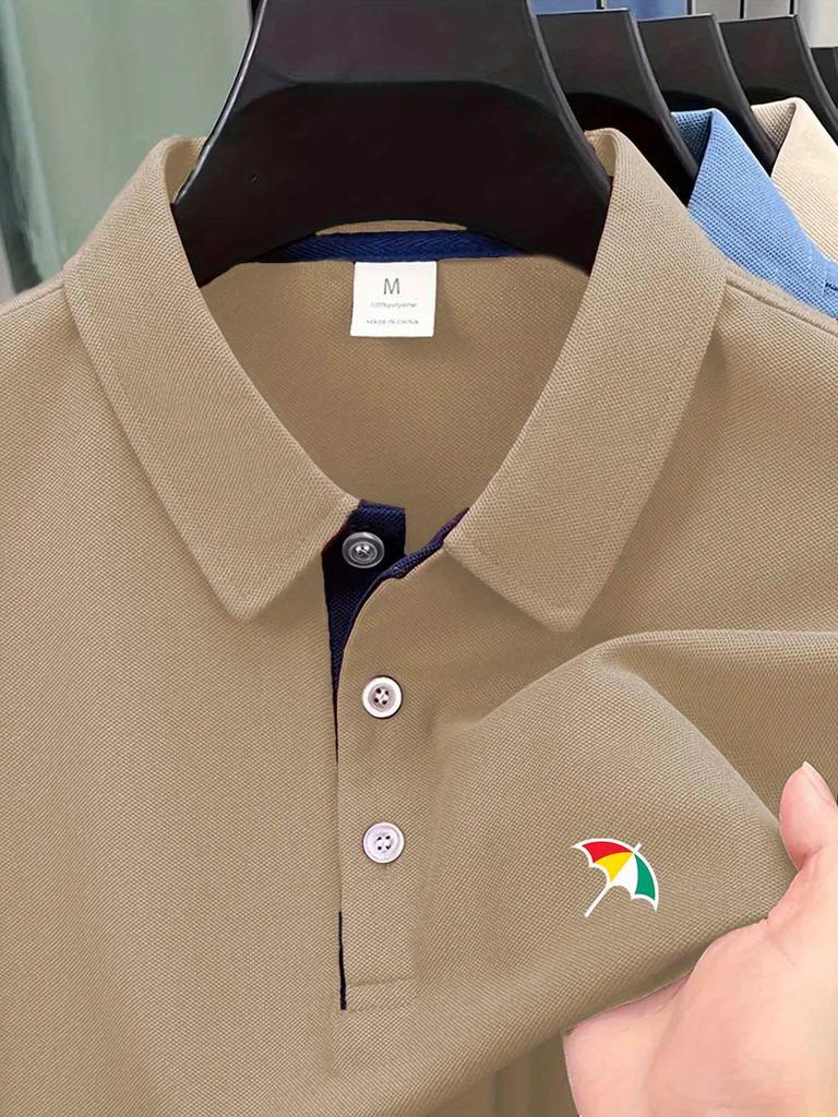 Herren Farbblock-Bündchen Polohemden Atmungsaktiv Weich Kurzarm Lässiges Hemd für Outdoor Büro