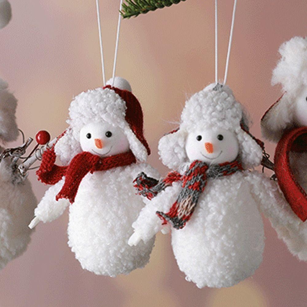 2pcs Red White Plush Snowman Doll Soft Christmas Tree Decorations  New Year Ornaments