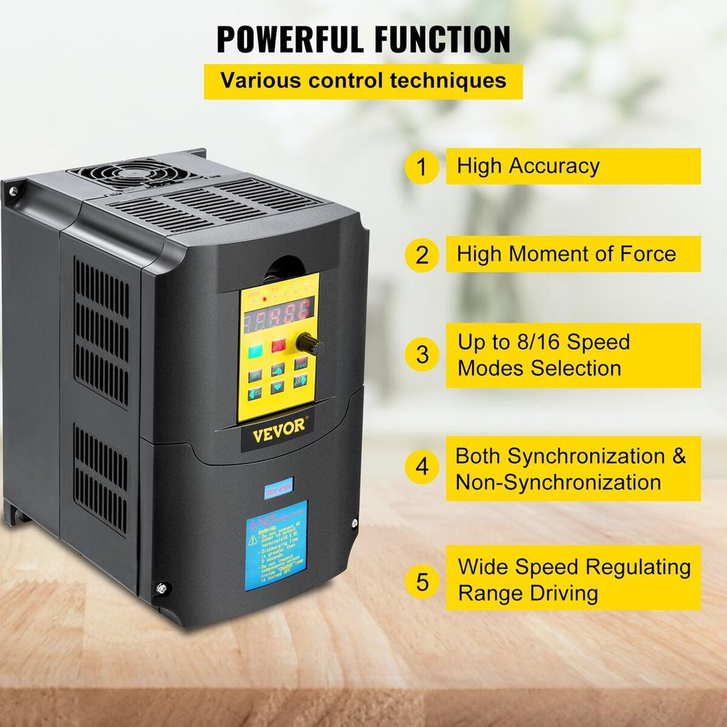 Variable Frequency Drive, AC 220V Input 4KW Variable Frequency CNC Drive Inverter Converter, VFD 5.5HP 1 or 3 Phase Input, 3 Phase Output, CNC Motor