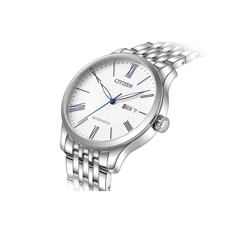 Citizen Classic Mechanical Blue Hand Luminous Casual Simple Versatile Automatic Mechanical Movement Stainless Steel Strap Men Watches White NH8350-59B