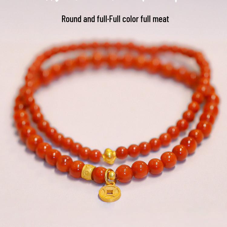 Handmade Red Agate Bracelet – Maple Leaf & Flowing River Design, Perfect Gift for Bestie