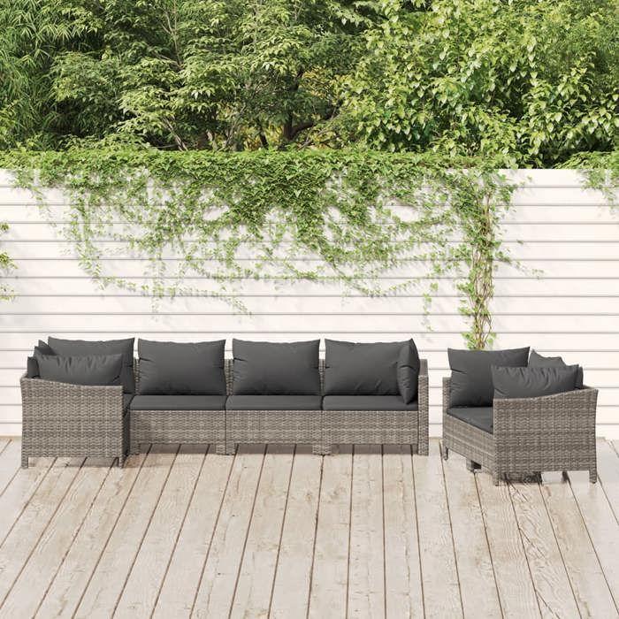 VidaXL Salon de Jardin avec Coussins 7 pcs, Ensemble de Meubles de Terrasse, Mobilier d'Extérieur, Canapé de Patio, Moderne, 3187288
