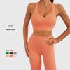 Sports Bra & Pleated Waistband Yoga Pants Fitness Set