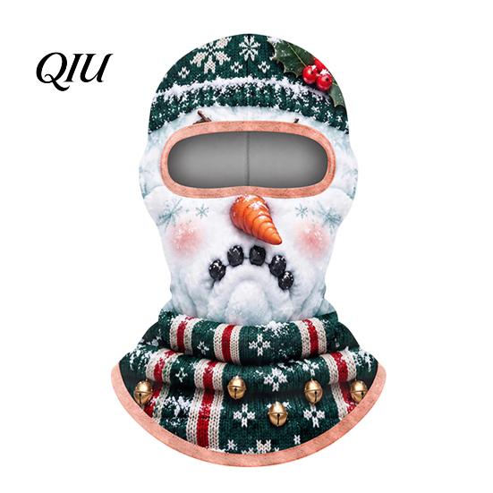 Winter Skiing Balaclava Velvet Face Mask for Christmas, Santa Snowman Reindeer Elf Balaclava, Cold Weather Guard Windproof Neck Gaiter Outdoor