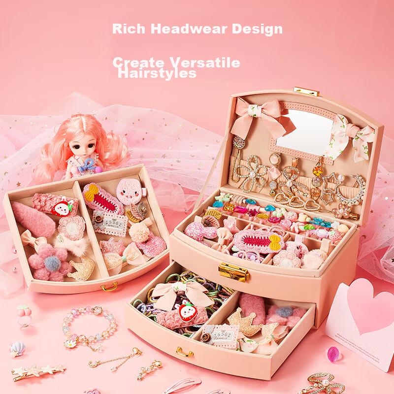 Dimoarch Jewelry Box, Princess Play Toy, DIY Accessories, Beading, Dress-Up, Hair Clips, Hair Rings, Ring Storage Box