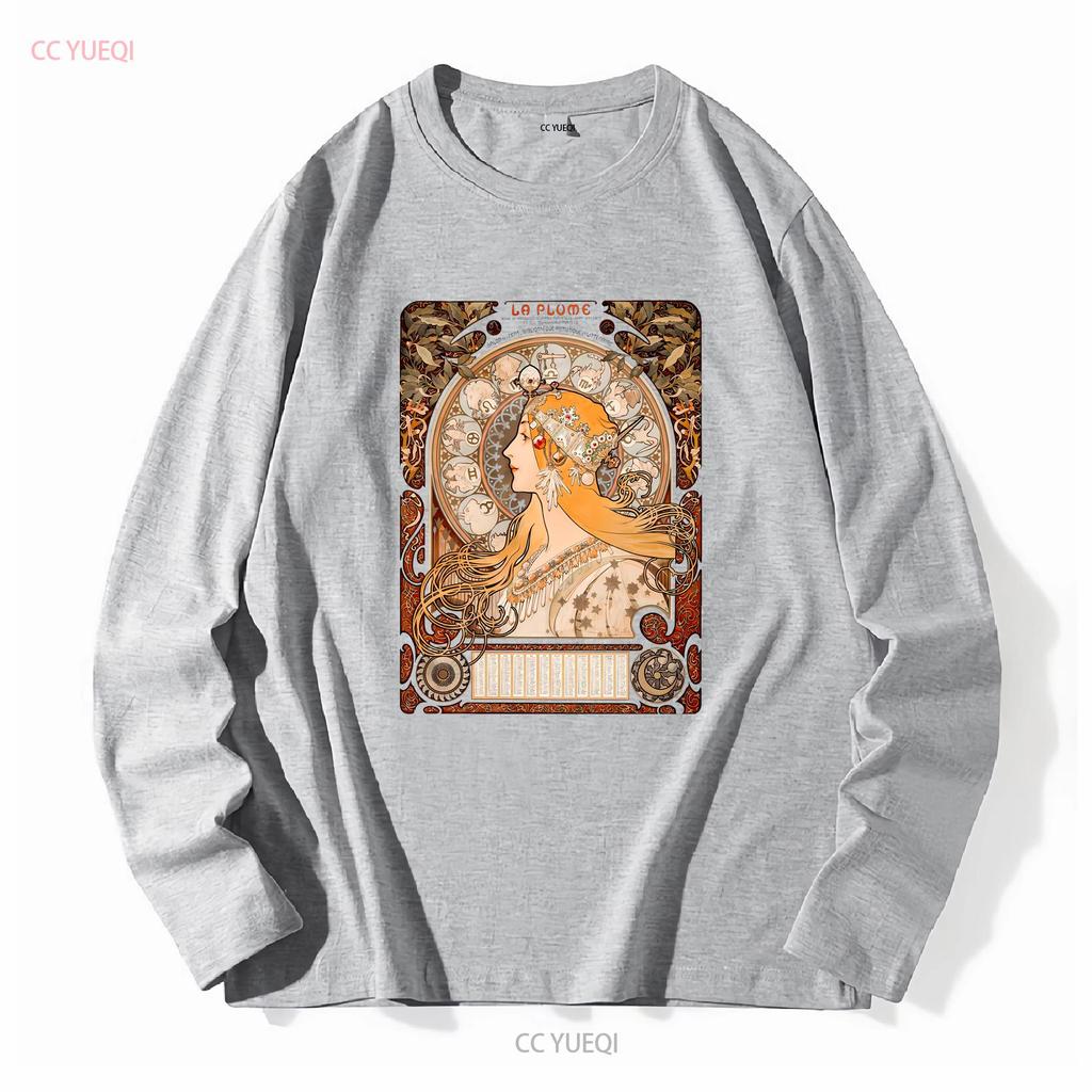 Alphonse Mucha Zodiaque La Plume T Shirt Art Nouveau Aesthetic Clothes History Indie Famous Artist vintage Washed Slightly